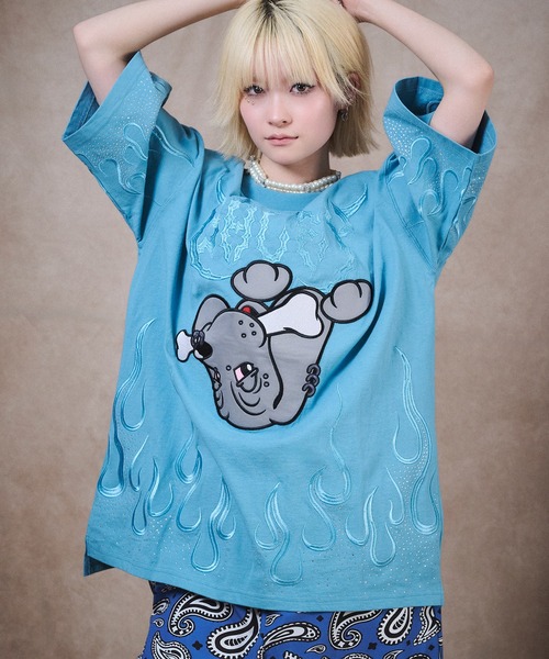 GALFY(ガルフィー)の「【GALFY/ガルフィー】ファイヤーピカピカTee(Tシャツ/カットソー・メンズ・ブルー/ブラック/ピンク・L/M/XL)」の4枚目の写真