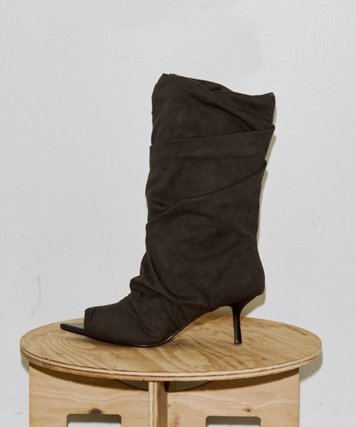 JOSE MOON（ジョゼムーン）の「GATHERED OPEN TOE BOOTS/ギャザーオープントゥブーツ（ブーツ・レディース・ブラック・37/39/35）」の8枚目の写真