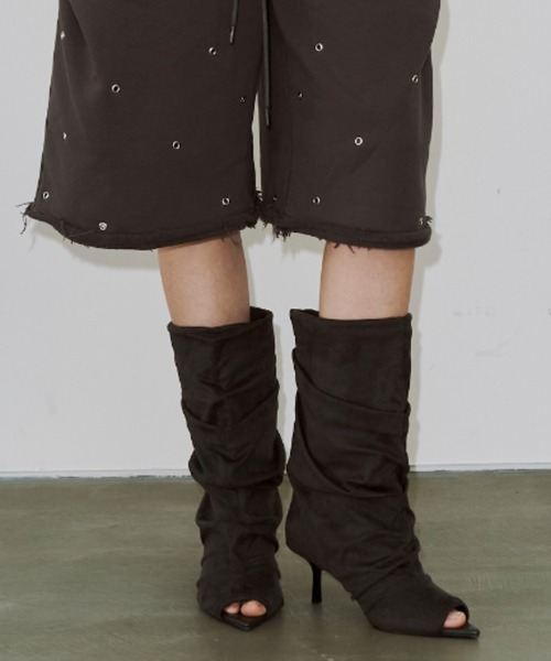 JOSE MOON（ジョゼムーン）の「GATHERED OPEN TOE BOOTS/ギャザーオープントゥブーツ（ブーツ・レディース・ブラック・37/39/35）」の10枚目の写真