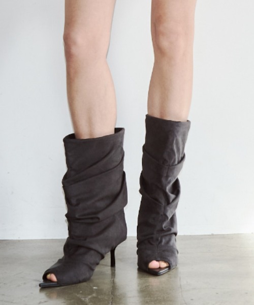 JOSE MOON（ジョゼムーン）の「GATHERED OPEN TOE BOOTS/ギャザーオープントゥブーツ（ブーツ・レディース・ブラック・37/39/35）」の16枚目の写真