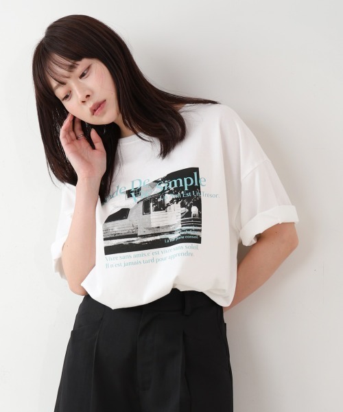 Bab(バブ)の「フォトプリントカラーロゴ半袖Tシャツ(Tシャツ/カットソー・レディース・ブルーグリーン/ピンク・MEDIUM)」の18枚目の写真