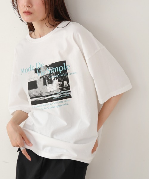 Bab(バブ)の「フォトプリントカラーロゴ半袖Tシャツ(Tシャツ/カットソー・レディース・ブルーグリーン/ピンク・MEDIUM)」の13枚目の写真