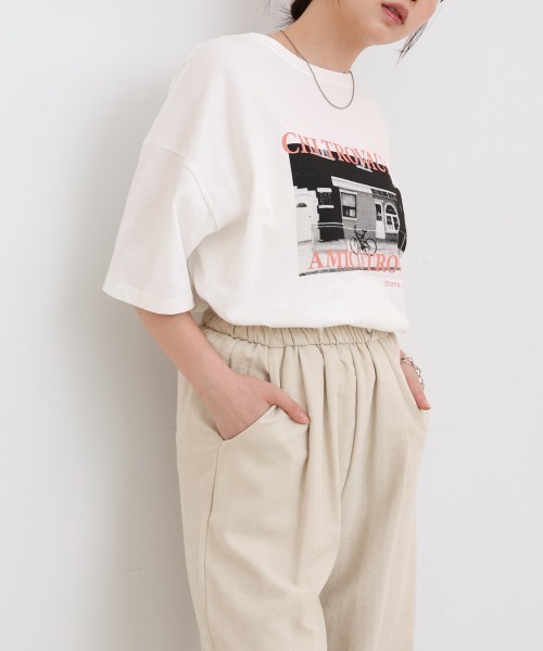Bab(バブ)の「フォトプリントカラーロゴ半袖Tシャツ(Tシャツ/カットソー・レディース・ブルーグリーン/ピンク・MEDIUM)」の3枚目の写真
