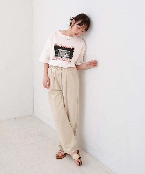 Bab(バブ)の「フォトプリントカラーロゴ半袖Tシャツ(Tシャツ/カットソー・レディース・ブルーグリーン/ピンク・MEDIUM)」の4枚目の写真