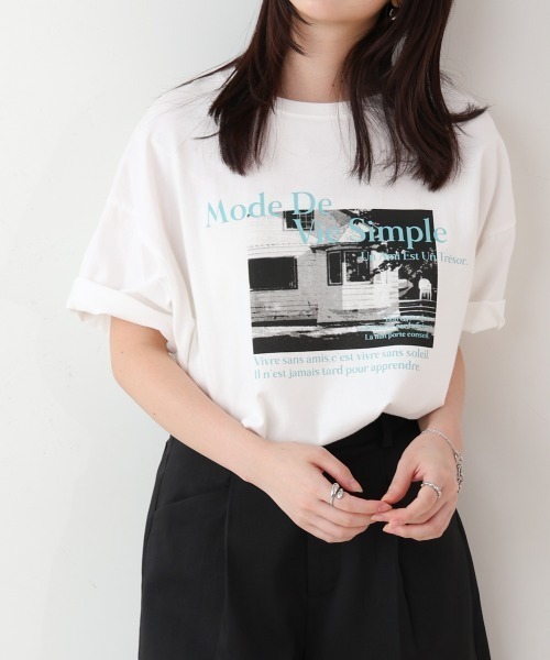 Bab(バブ)の「フォトプリントカラーロゴ半袖Tシャツ(Tシャツ/カットソー・レディース・ブルーグリーン/ピンク・MEDIUM)」の16枚目の写真