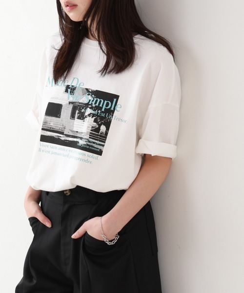 Bab(バブ)の「フォトプリントカラーロゴ半袖Tシャツ(Tシャツ/カットソー・レディース・ブルーグリーン/ピンク・MEDIUM)」の17枚目の写真