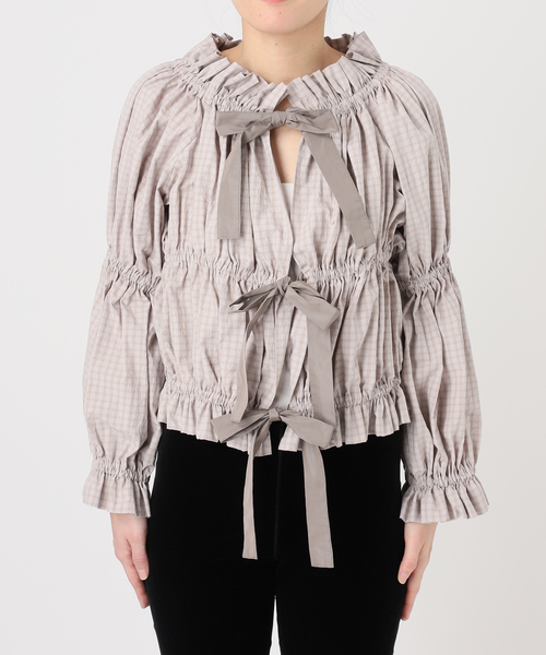 EDIT. FOR LULU(エディットフォールル)の「チェックボウブラウス(シャツ/ブラウス・レディース・ネイビー/チャコールグレー・FREE)」の19枚目の写真