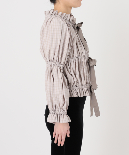 EDIT. FOR LULU(エディットフォールル)の「チェックボウブラウス(シャツ/ブラウス・レディース・ネイビー/チャコールグレー・FREE)」の16枚目の写真