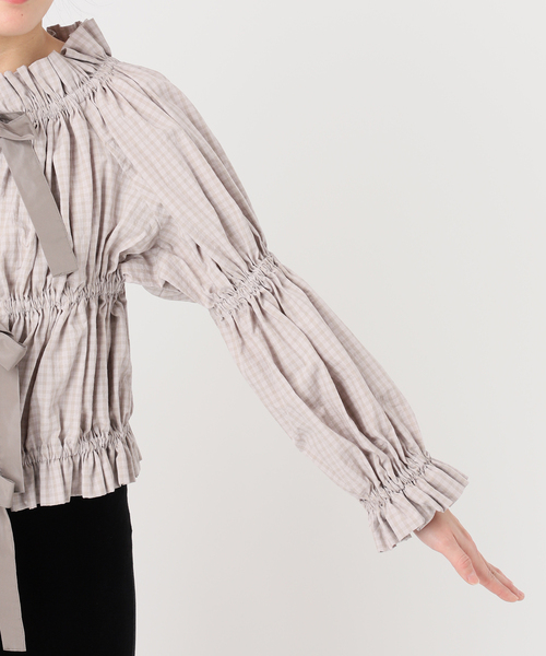 EDIT. FOR LULU(エディットフォールル)の「チェックボウブラウス(シャツ/ブラウス・レディース・ネイビー/チャコールグレー・FREE)」の15枚目の写真