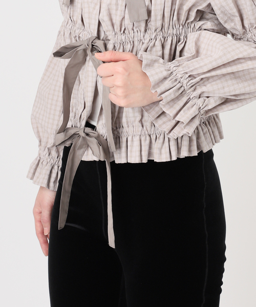 EDIT. FOR LULU(エディットフォールル)の「チェックボウブラウス(シャツ/ブラウス・レディース・ネイビー/チャコールグレー・FREE)」の14枚目の写真