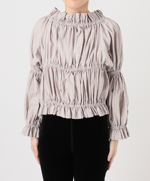 EDIT. FOR LULU(エディットフォールル)の「チェックボウブラウス(シャツ/ブラウス・レディース・ネイビー/チャコールグレー・FREE)」の12枚目の写真