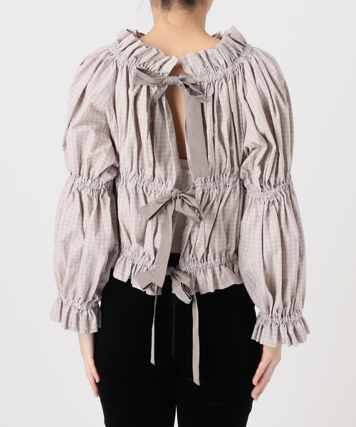 EDIT. FOR LULU(エディットフォールル)の「チェックボウブラウス(シャツ/ブラウス・レディース・ネイビー/チャコールグレー・FREE)」の11枚目の写真