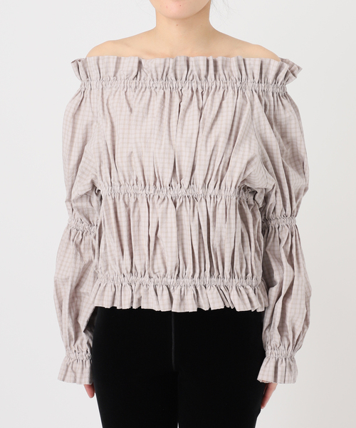 EDIT. FOR LULU(エディットフォールル)の「チェックボウブラウス(シャツ/ブラウス・レディース・ネイビー/チャコールグレー・FREE)」の10枚目の写真