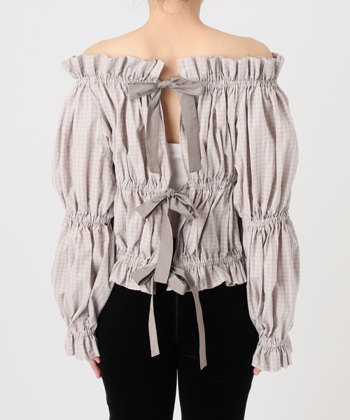 EDIT. FOR LULU(エディットフォールル)の「チェックボウブラウス(シャツ/ブラウス・レディース・ネイビー/チャコールグレー・FREE)」の9枚目の写真