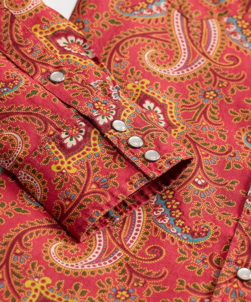 RRL（ダブル アール エル）の「スリム ペイズリー リネンコットン ウエスタン シャツ（シャツ/ブラウス・メンズ・レッド・L/S/M）」の8枚目の写真