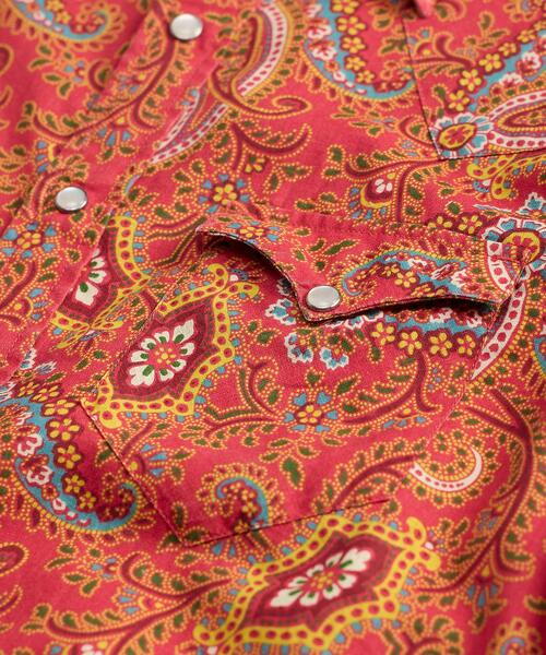 RRL（ダブル アール エル）の「スリム ペイズリー リネンコットン ウエスタン シャツ（シャツ/ブラウス・メンズ・レッド・L/S/M）」の9枚目の写真
