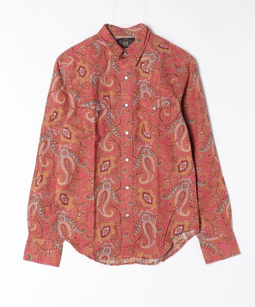 RRL（ダブル アール エル）の「スリム ペイズリー リネンコットン ウエスタン シャツ（シャツ/ブラウス・メンズ・レッド・L/S/M）」の4枚目の写真