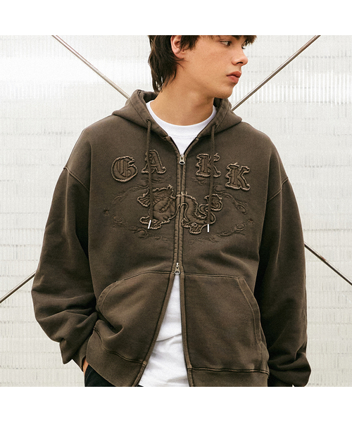 GAKKAI UNIONS(ガッカイユニオンズ)の「ファーストピグメント フードジップアップ ブラウン(パーカー・メンズ・その他・SMALL/MEDIUM/LARGE)」の1枚目の写真