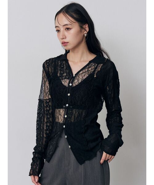 MURUA（ムルーア）の「【WEB限定】レースパッチワークカーデトップス（カーディガン/ボレロ・レディース・ブラック/アイボリー・FREE）」の9枚目の写真