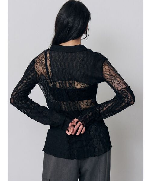 MURUA（ムルーア）の「【WEB限定】レースパッチワークカーデトップス（カーディガン/ボレロ・レディース・ブラック/アイボリー・FREE）」の3枚目の写真