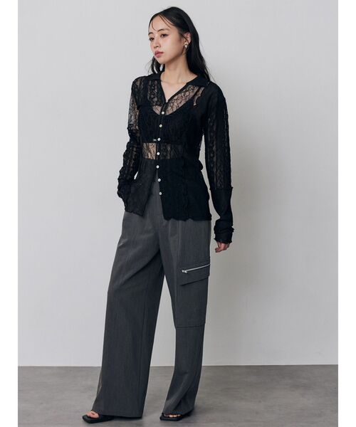 MURUA（ムルーア）の「【WEB限定】レースパッチワークカーデトップス（カーディガン/ボレロ・レディース・ブラック/アイボリー・FREE）」の21枚目の写真