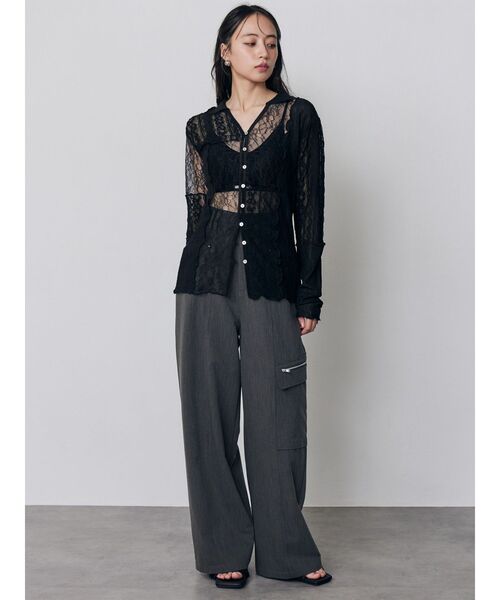 MURUA（ムルーア）の「【WEB限定】レースパッチワークカーデトップス（カーディガン/ボレロ・レディース・ブラック/アイボリー・FREE）」の20枚目の写真