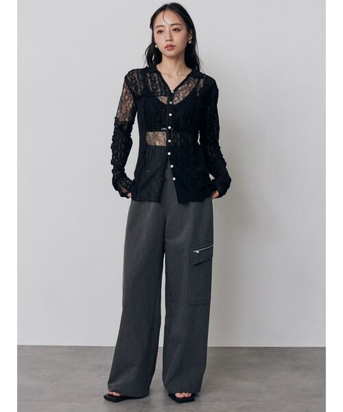 MURUA（ムルーア）の「【WEB限定】レースパッチワークカーデトップス（カーディガン/ボレロ・レディース・ブラック/アイボリー・FREE）」の19枚目の写真