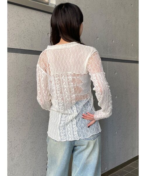 MURUA（ムルーア）の「【WEB限定】レースパッチワークカーデトップス（カーディガン/ボレロ・レディース・ブラック/アイボリー・FREE）」の12枚目の写真