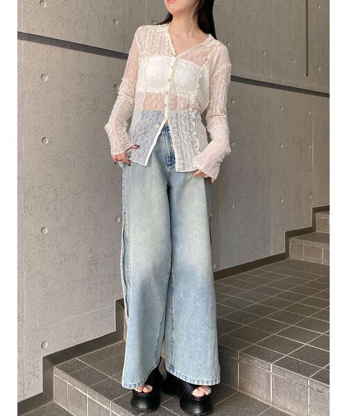 MURUA（ムルーア）の「【WEB限定】レースパッチワークカーデトップス（カーディガン/ボレロ・レディース・ブラック/アイボリー・FREE）」の10枚目の写真