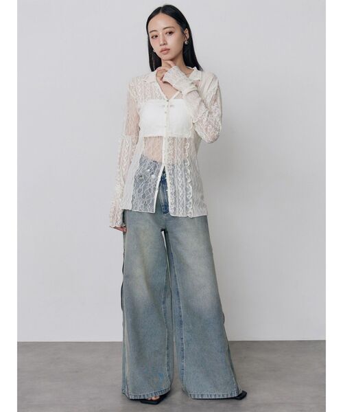 MURUA（ムルーア）の「【WEB限定】レースパッチワークカーデトップス　夏服（カーディガン/ボレロ・レディース・ブラック/アイボリー・FREE）」の22枚目の写真