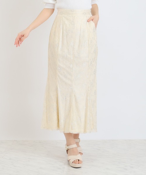 ASTORIA ODIER（アストリアオディール）の「ラメレースマーメイドスカート（スカート・レディース・ミント/ブルー/アイボリー・MEDIUM）」の2枚目の写真