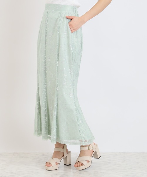 ASTORIA ODIER（アストリアオディール）の「ラメレースマーメイドスカート（スカート・レディース・ミント/ブルー/アイボリー・MEDIUM）」の3枚目の写真