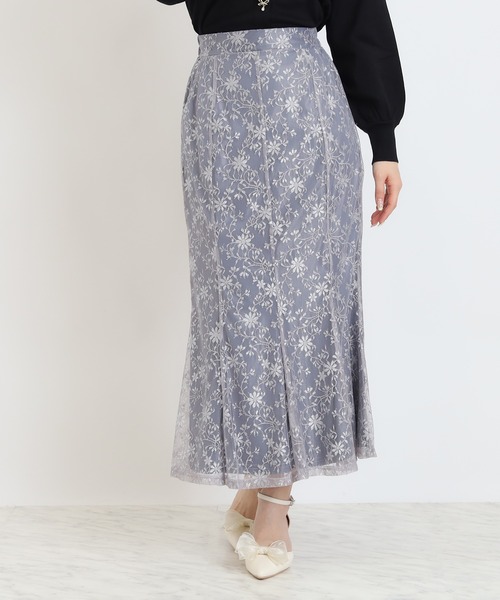 ASTORIA ODIER（アストリアオディール）の「ラメレースマーメイドスカート（スカート・レディース・ミント/ブルー/アイボリー・MEDIUM）」の4枚目の写真