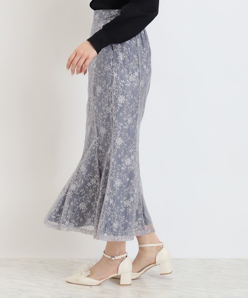 ASTORIA ODIER（アストリアオディール）の「ラメレースマーメイドスカート（スカート・レディース・ミント/ブルー/アイボリー・MEDIUM）」の5枚目の写真