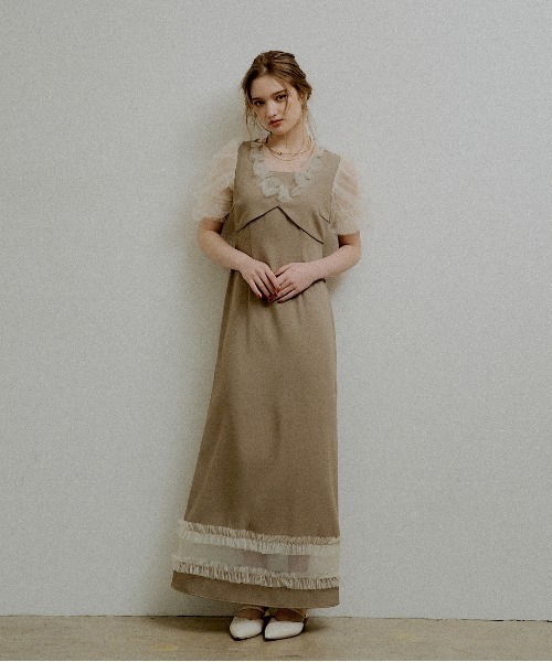 Flower tulle frill line dress（ドレス）｜LE'RURE（リルアー）の