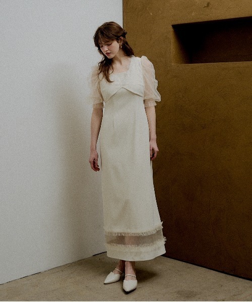 Flower tulle frill line dress（ドレス）｜LE'RURE（リルアー）の
