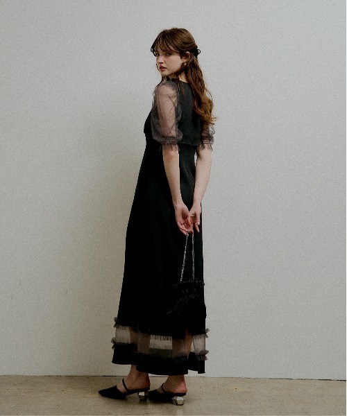 Flower tulle frill line dress（ドレス）｜LE'RURE（リルアー）の