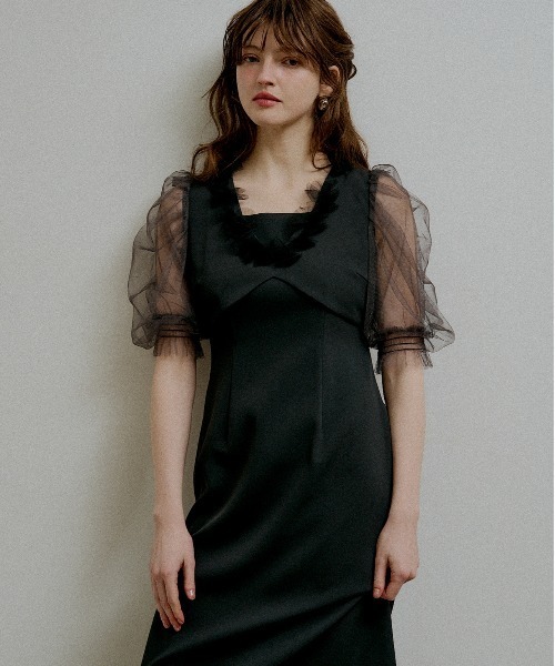 新作✨新品 Flower tulle frill line ドレス 結婚式 M Flower tulle frill line dress（ドレス）｜LE'RURE（リルアー）の