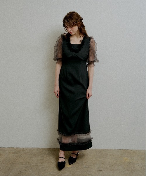 LE'RURE(リルアー)の「Flower tulle frill line dress(ドレス・レディース・アイボリー/ベージュ系その他/チャコール・TALL/SMALL/MEDIUM)」の17枚目の写真