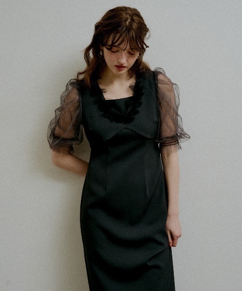 LE'RURE(リルアー)の「Flower tulle frill line dress(ドレス・レディース・アイボリー/ベージュ系その他/チャコール・TALL/SMALL/MEDIUM)」の19枚目の写真