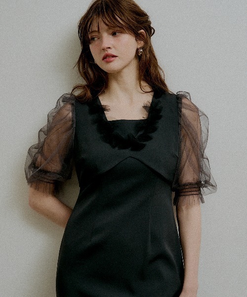 Flower tulle frill line dress（ドレス）｜LE'RURE（リルアー）の