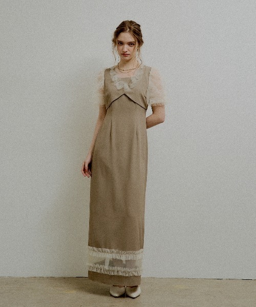 LE'RURE(リルアー)の「Flower tulle frill line dress(ドレス・レディース・アイボリー/ベージュ系その他/チャコール・TALL/SMALL/MEDIUM)」の20枚目の写真