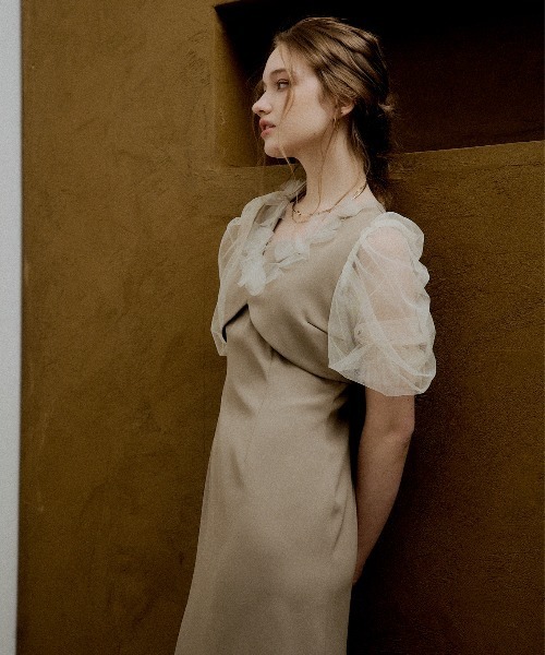 Flower tulle frill line dress（ドレス）｜LE'RURE（リルアー）の