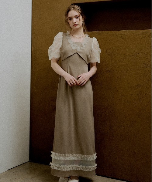 Flower tulle frill line dress（ドレス）｜LE'RURE（リルアー）の