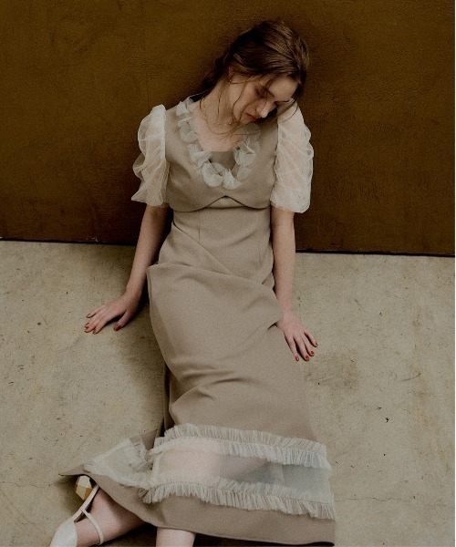 Flower tulle frill line dress（ドレス）｜LE'RURE（リルアー）の