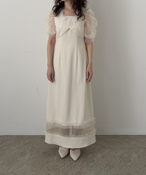 Flower tulle frill line dress（ドレス）｜LE'RURE（リルアー）の