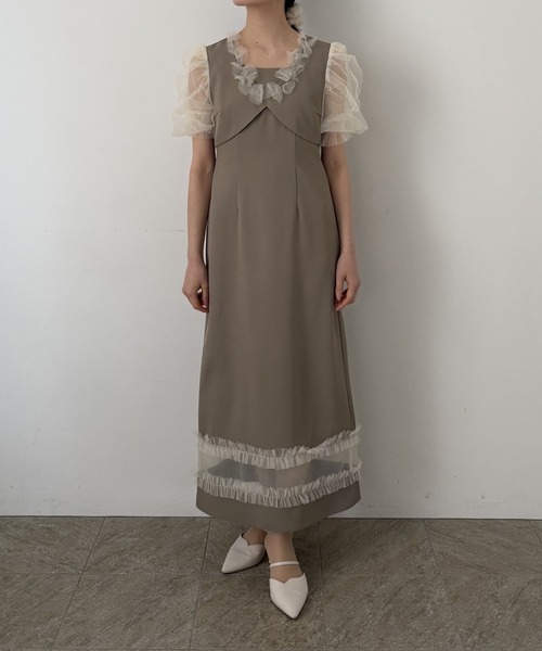 Flower tulle frill line dress（ドレス）｜LE'RURE（リルアー）の