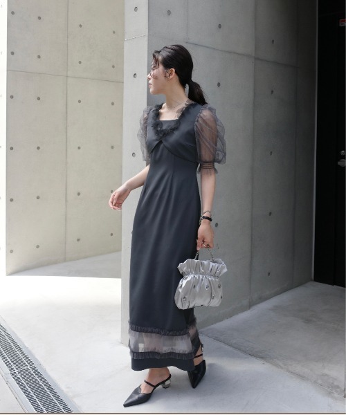 Flower tulle frill line dress（ドレス）｜LE'RURE（リルアー）の