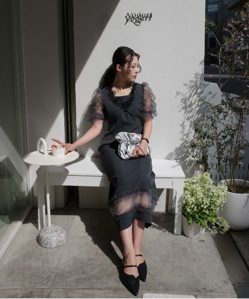 Flower tulle frill line dress（ドレス）｜LE'RURE（リルアー）の