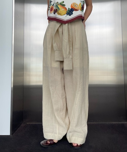 ジャケット・アウター MEDI SLEEVE BELT TUCK PANTS MEDI SLEEVE BELT TUCK PANTS（その他パンツ）｜Ameri（アメリ）の